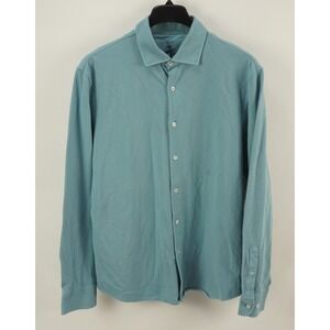 The Wolf Men's XL Long Sleeve‎ Light Blue Pique 100% Cotton Button Down Shirt